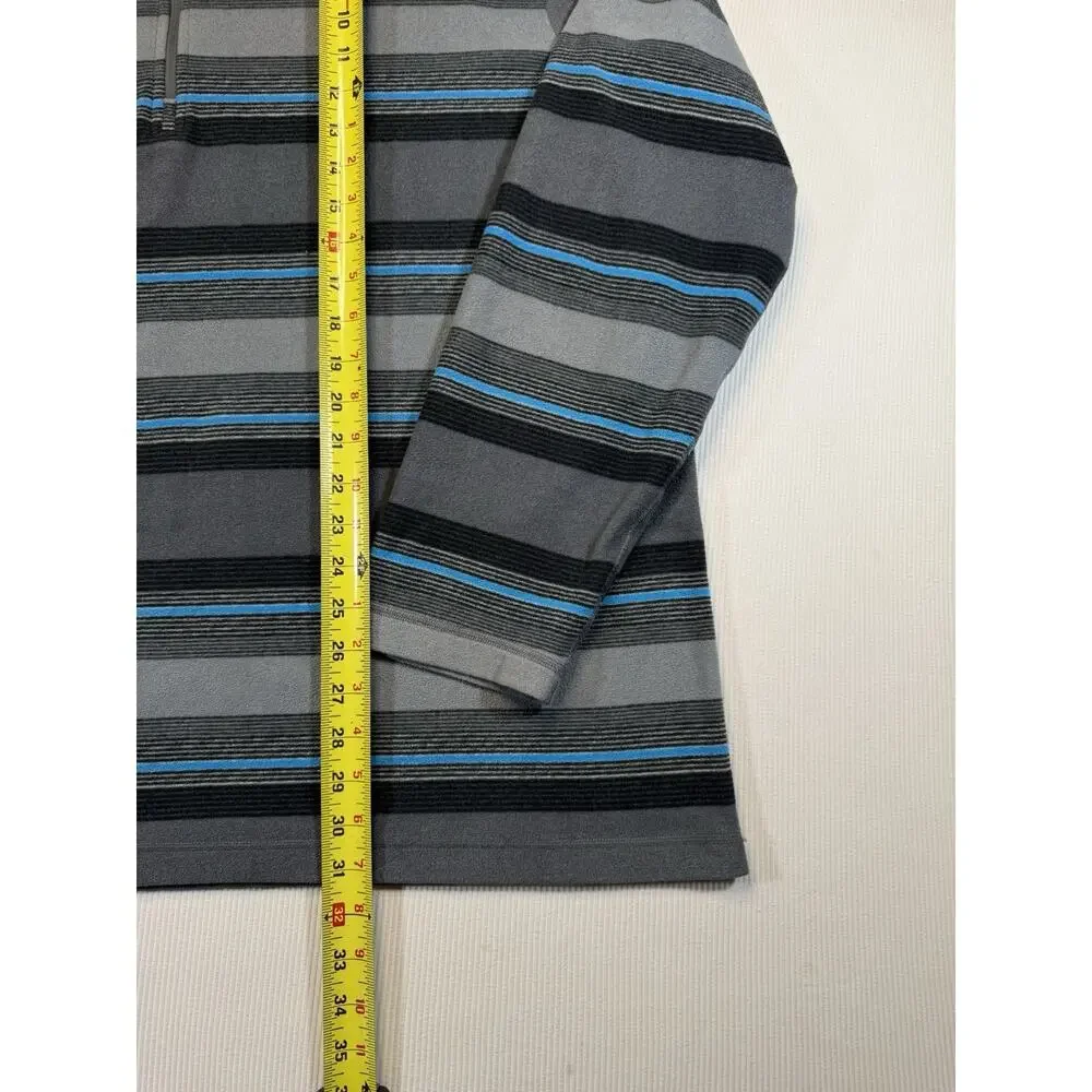 The North Face 1/4 Zip Fleece Pullover Mens XL TG Gray Blue Striped Sweater